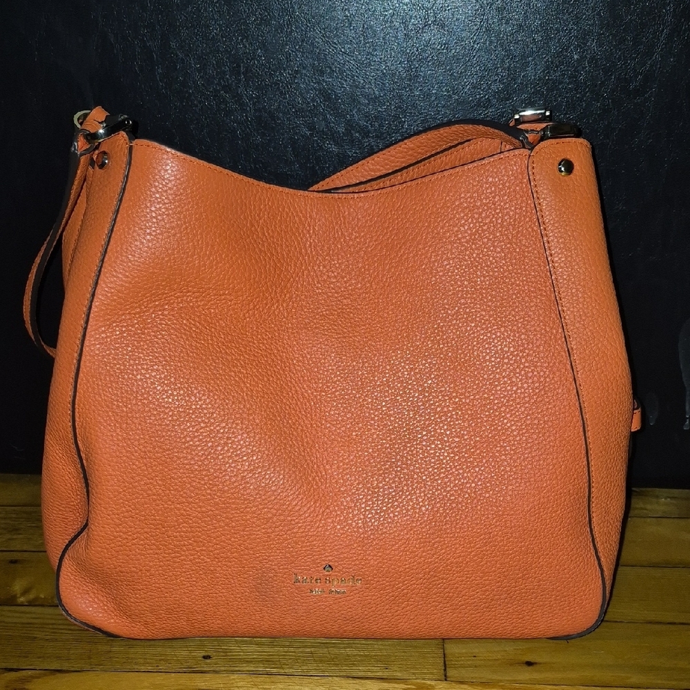 kate spade Leila Elegant Orange Suede Shoulder Bag. - Picture 4 of 16